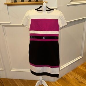 Pink white and black color black dress